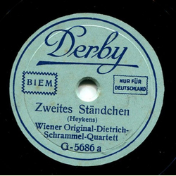 Wiener Original-Dietrich-Schrammel-Quartett - Zweites Stndchen (Heykens) / Walzer ber das schwedische Volkslied Spinn, spinn
