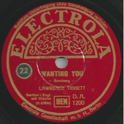 Lawrence Tibbett - Wanting You / Lover, come back to me