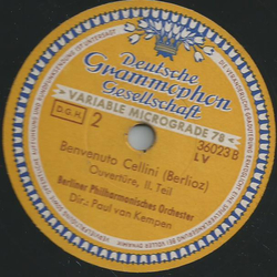 Berliner Philharmonisches Orchester: Paul Kempen - Benvenuto Cellini (Berlioz), Ouvertre Teil I und II
