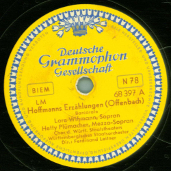 Lore Wißmann u. Hetty Plümacher - Hoffmanns Erzählungen, Barcarole / Hoffmanns Erzählungen, Walzer aus dem 1. Akt