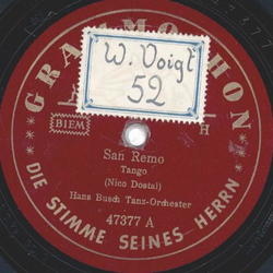 Hans Busch Tanz Orchester - San Remo / Wenn der weiße...