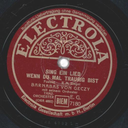 Barnabas von Geczy mit seinem Orch. - Sing ein Lied, wenn du mal traurig bist / Ein kleines Haus am Waldesrand