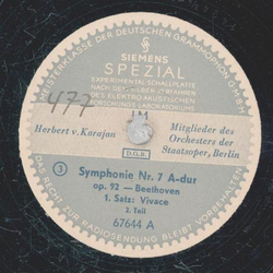 Herbert v. Karajan - Beethoven: Symphonie Nr. 7 A-Dur op. 92  ( 4 Platten )