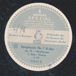 Herbert v. Karajan - Beethoven: Symphonie Nr. 7 A-Dur op. 92  ( 4 Platten )