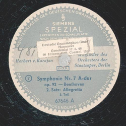 Herbert v. Karajan - Beethoven: Symphonie Nr. 7 A-Dur op. 92  ( 4 Platten )