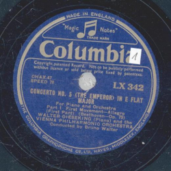 Walter Gieseking, Vienna Philharmonic Orch. - Concerto No.5  ( The Emperor ) in E Flat Part 1- 8 ( 4 Platten )