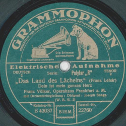 Franz Völker - Das Land des Lächelns ( Dein ist mein ganzes Herz ) / Das Land des Lächelns ( Immer nur lächeln )
