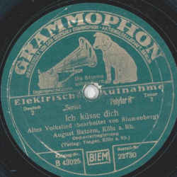 August Batzem - Ich küsse dich / Waldeslust