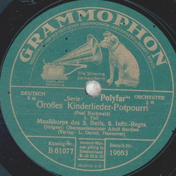 Musikkorps des 3. Batls. 9. Inftr. Regts.: Adolf Berdien - Groes Kinderlieder-Potpourri Teil I und Teil II