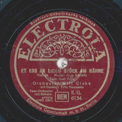 Orchester Will Glahe - Et ess an einem Stück am Rähme /...