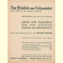 Notenheft / music sheet - Das Frulein vom Reklamplakat