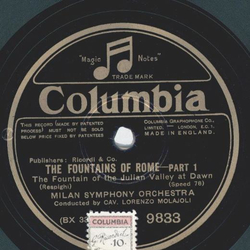 Milan Symphony Orchestra: Lorenzo Molajoli - The Fountains of Rome, Part I to IV (2 Records)