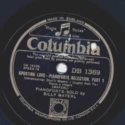 Billy Mayerl - Sporting Love, Pianoforte Selec., Part I and II