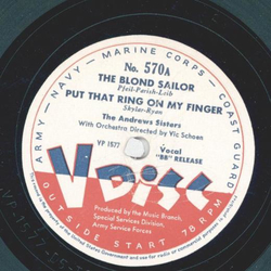 The Andrew Sisters / Spike Jones and his City Slickers - The Blond Sailor, Put that Ring On My Finger / Minka, Mc Namara`s Band