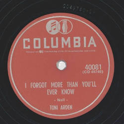 Toni Arden - Anymore / I forgot more than youll ever know