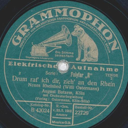 August Batzem - Kling-kling-Walzer / Drum rat ich dir, zieh an den Rhein