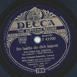 Das Colonia-Quartett, Will Glahe - Ach, Jo-Jo-Josef / Do laachs do dich kapott