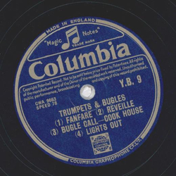 Geruschplatte (Noises) - 1) Orchestra Tuning up 2) Chord off and Applause / Trumpets & Bugles 1) Fanfare 2) Reveille 3) Bugle Call - Cook House 4) Lights out