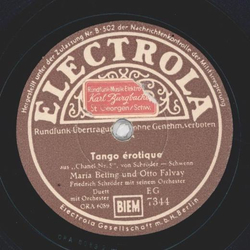 Maria Beling und Otto Falvay / Ingeborg Dderlein und Otto Falvay - Tango erotique / a) Es geht ein Engel durch den Raum b) In Gedanken sag ich zu Ihnen schon Du