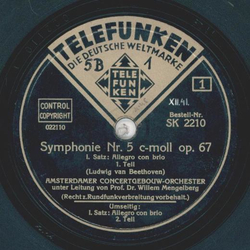 Dr. Willem Mengelberg - Symphonie Nr. 5 c-moll op.67 (4 Records)