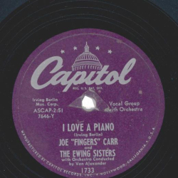 Joe "Fingers" Carr, The Ewing Sisters – I Love A Piano / Ventura Boulevard Boogie